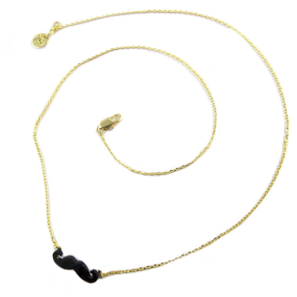 7bis [Q1508] - Ručně vyrobený náhrdelník z černého zlata 'Moustache' - 15x5 mm