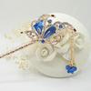Miaomyoa Single Hair Ornament for Kimono and Traditional Japanese Antique Exotic Flower Pink Gold Hairpin, Clothing, Metal, Motif, Butterfly, (Blue)
