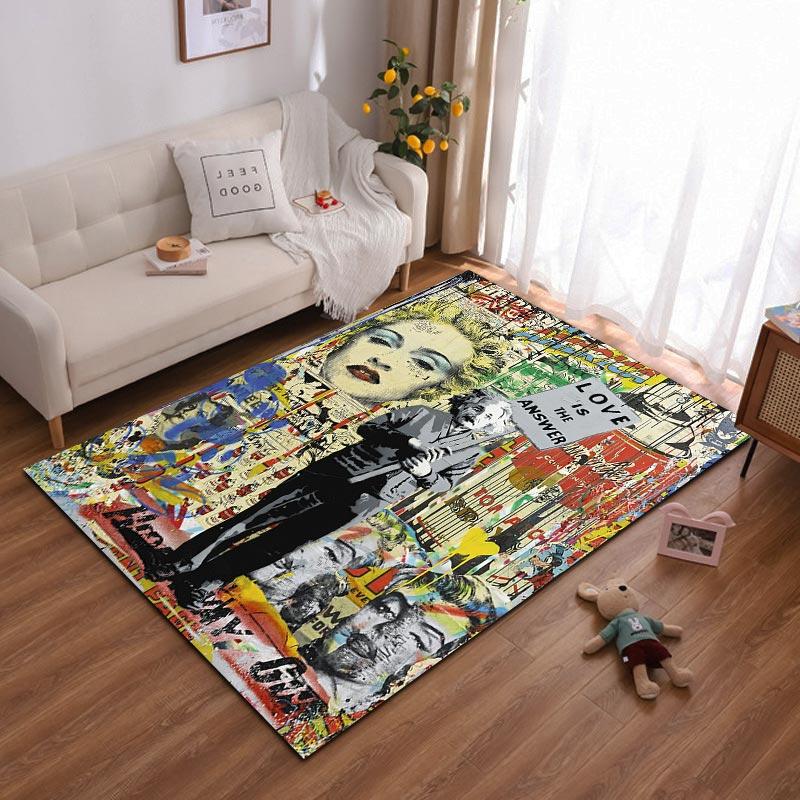 

Colorful Retro Style Carpet With Vintage Pop Art Collage Pattern Suitable for use as an anti-slip for living room bedroom sofas 40x60cm( 15x23in )
