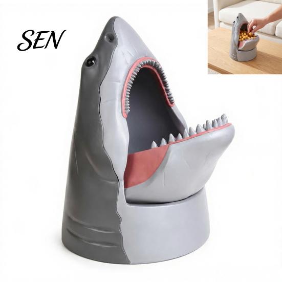 Shark Themed Box Snack Bowl Desk Organizer, Head Jewelry Candy Storage Box, Desktop Decorative Container for Home Office