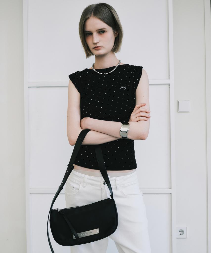 Nick&Nicole Crystal Pound Nylon Bag_Black