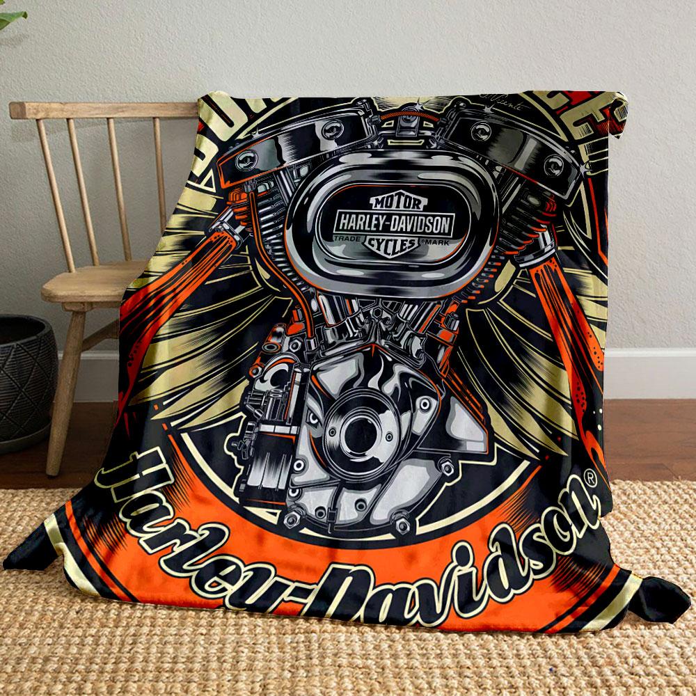 

Harley Davidson Engine Print Blanket bedroom Blanket for Livingroom Couch lunch break Soft Cozy throw for Friend s festival Gift 80cm x 120cm