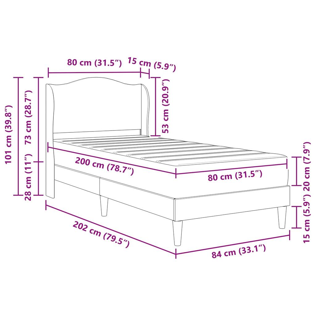 Bed Frame with Headboard Blue 80 X 200 Cm Velvet