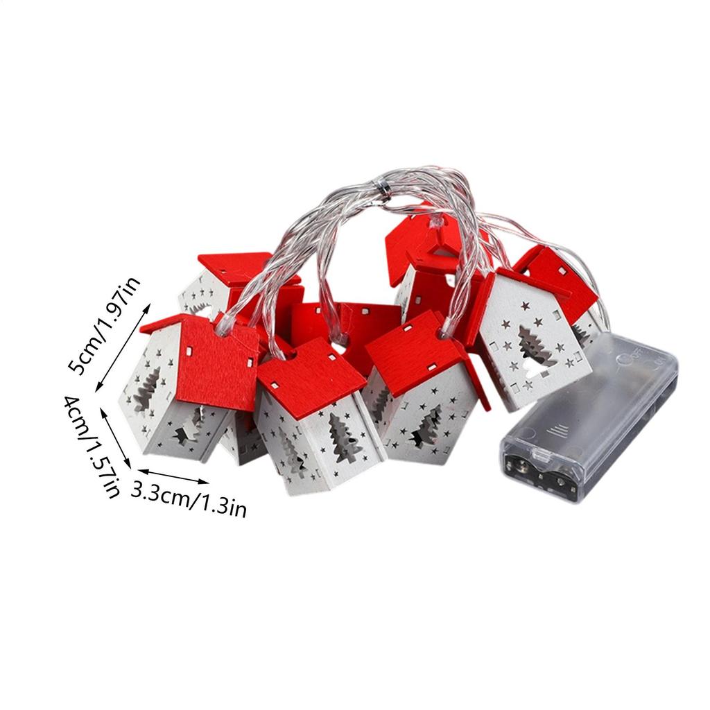 2-meter 10 LED USB Christmas String Lights Wooden Small House Shape LED Light String Star Christmas Tree Decorative Light