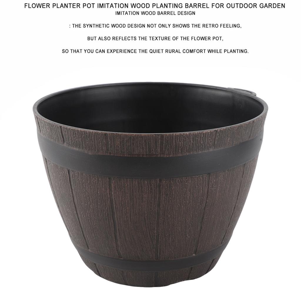 Imitation Wooden Plant Pot PP Resin Flower Pot Imitated Wood Planting Planter