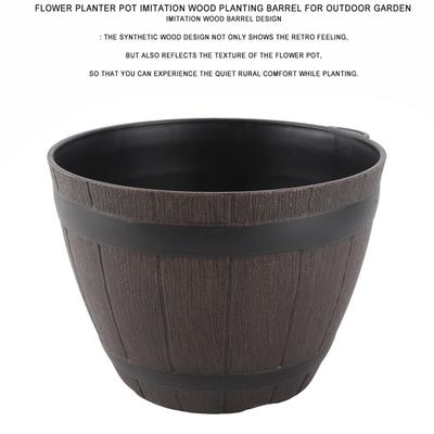 Houten Plantenpot Imitatie PP Hars Bloempot Imitatie Hout Plantenbak
