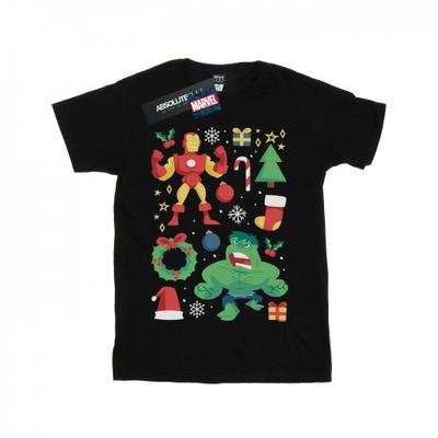 Mens Iron Man And Hulk Christmas Day T-Shirt