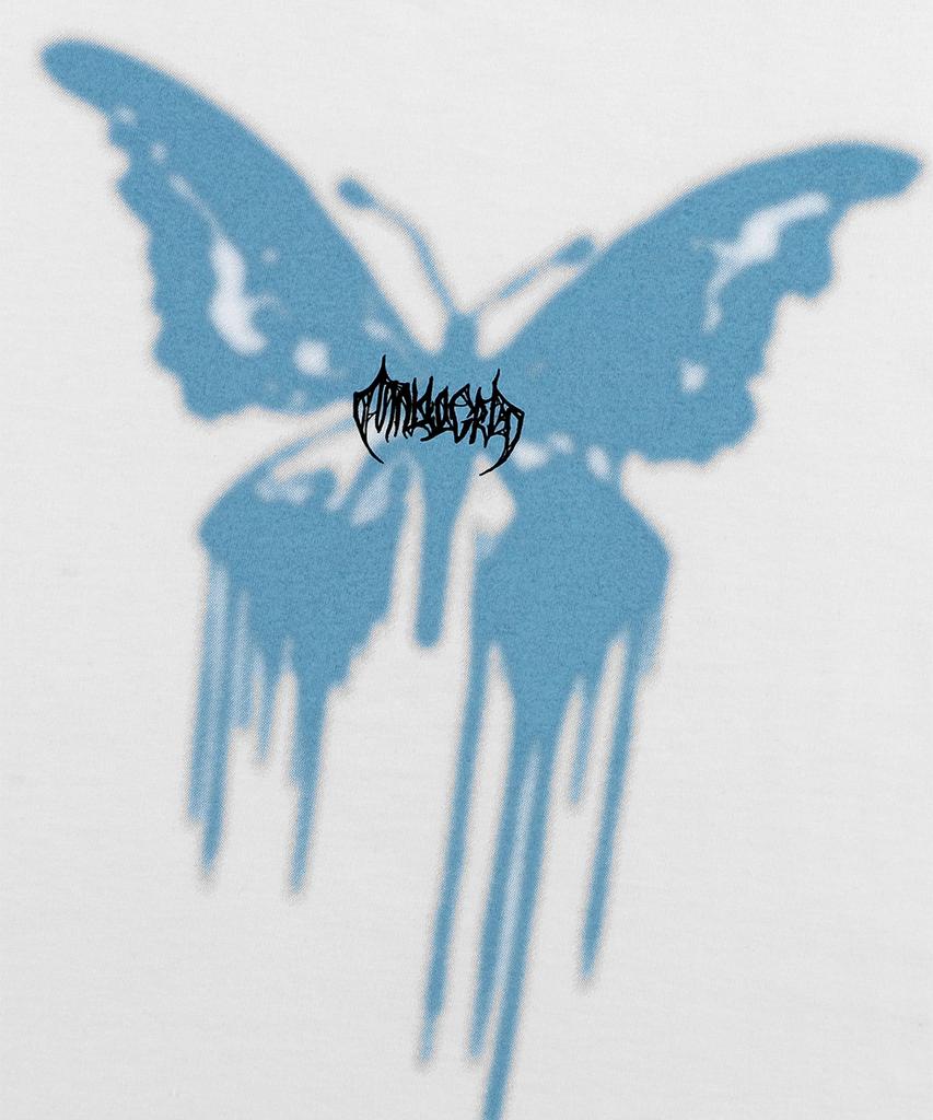 MAHAGRID Butterfly Goth Crop Tee White(Mg2Emft583A)