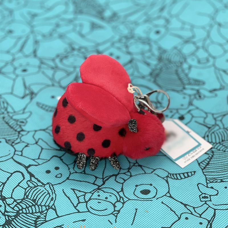 JC Red Ladybug Bag Charm Insect Keychain Pendant Includes a 20 cm x 27 cm Green Dust Bag With Tags Gift Tag Charm