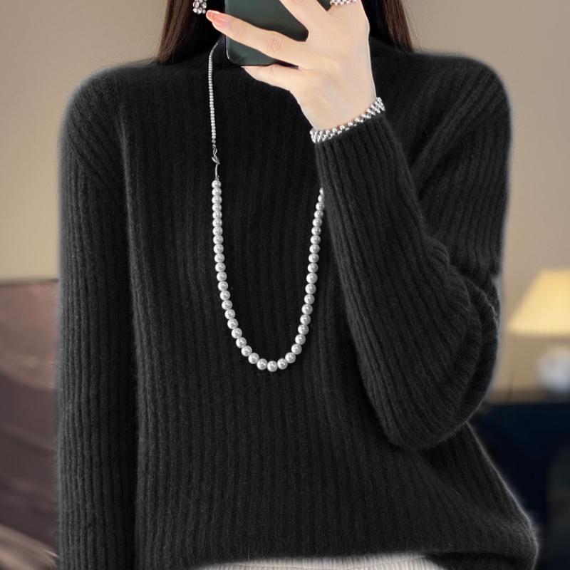 Thickened Pit Strips Piled Collar Cardigan for Women's Autumn and Winter New Skin-friendly and Versatile Cashmere Knitted Base Shirt