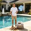 Pool Leaf Skimmer Net with 5 Section Telescopic Aluminum Pole Threaded Connection for Surface Debris Removal Lightweight Design for Easy Use