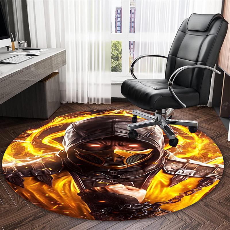1pc Mortal Kombat4 Print Round Carpet Chair Round Carpet Suitable for Bedroom Living Room Home Decorative Carpet