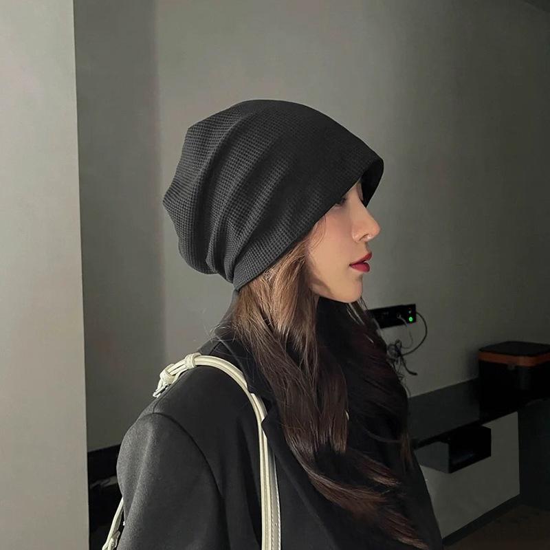 Einfarbige Baggy Mütze für Damen Herbst Winter Warm halten Gestrickte Mütze Hip Hop Punk Pullover Mütze Mütze