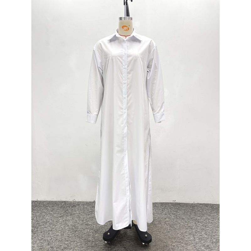 Western Style Casual Fashion Loose Shirt Dress African Long sleeve Split Dress Loose Shirt Skirt