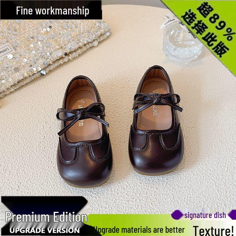 

Girls Mary Jane Leather Shoes - Spring/Fall 2025 Collection with Bow and Soft Sole, Versatile Baby & Children s Princess Shoes 13 cm