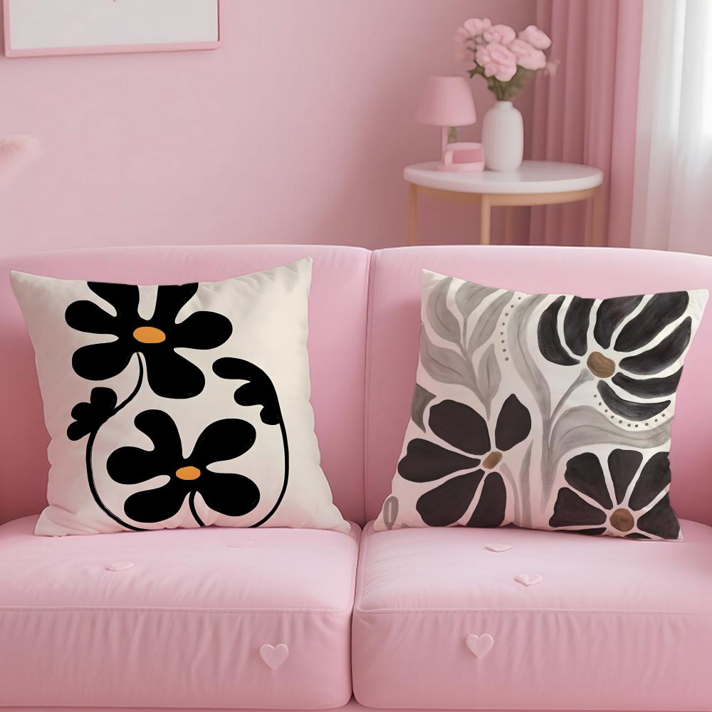Classic Modern Flowers Cushion Cover Soft Short Plush Double-Sided Printing Home Decor Machine Washable Pillow Case Gift