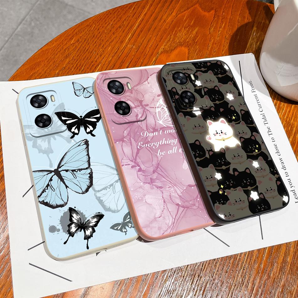 For Oppo A57 A57S A57E Case Cute Cartoon Soft Liquid Silicone Back Cover For Oppo A 57 4G 5G Full Protection Shockproof Bumper