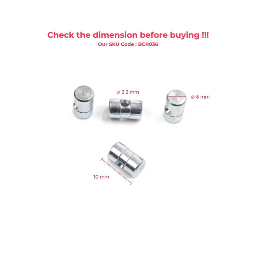 BCR036 100 Pcs Inner Outer Door Handle Trunk Hood Lock Latch Release Cable Wire Rope End Pin Stop Rivet 6x10 Mm Hole Dia: 2.2 Mm