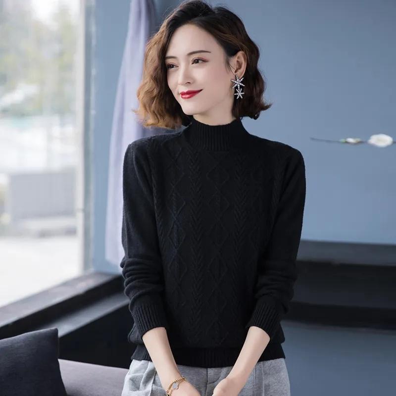 Fashion Women Turtleneck Sweater Autumn Winter Long Sleeve Pullovers Office Ladies Clothing Soft Knitted Jumpers  Pull Female