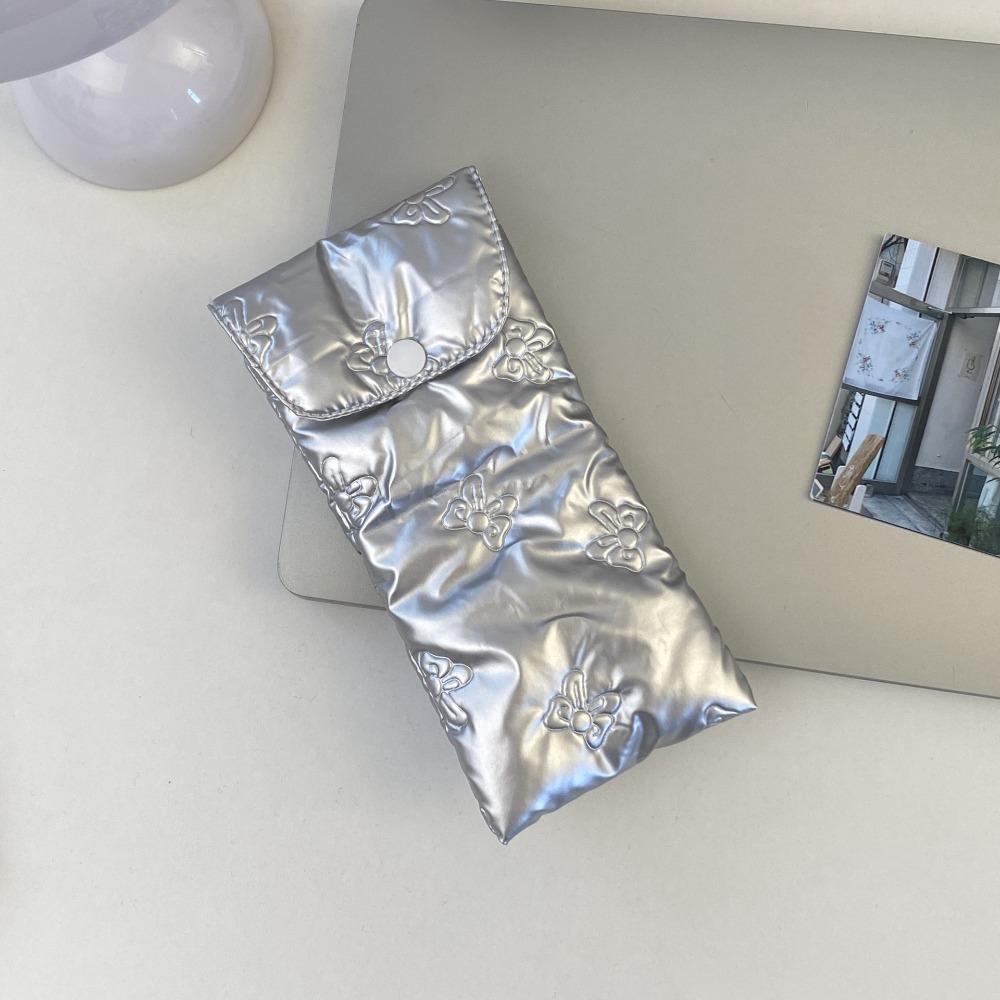 Pressure Resistant Bow Pattern Eyeglasses Case Cotton Filled Makeup Brush Bag  Eyewear Accessories