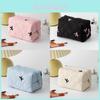 Cotton Fabric Bow Knot Makeup Bag With Zipper For Women And Men