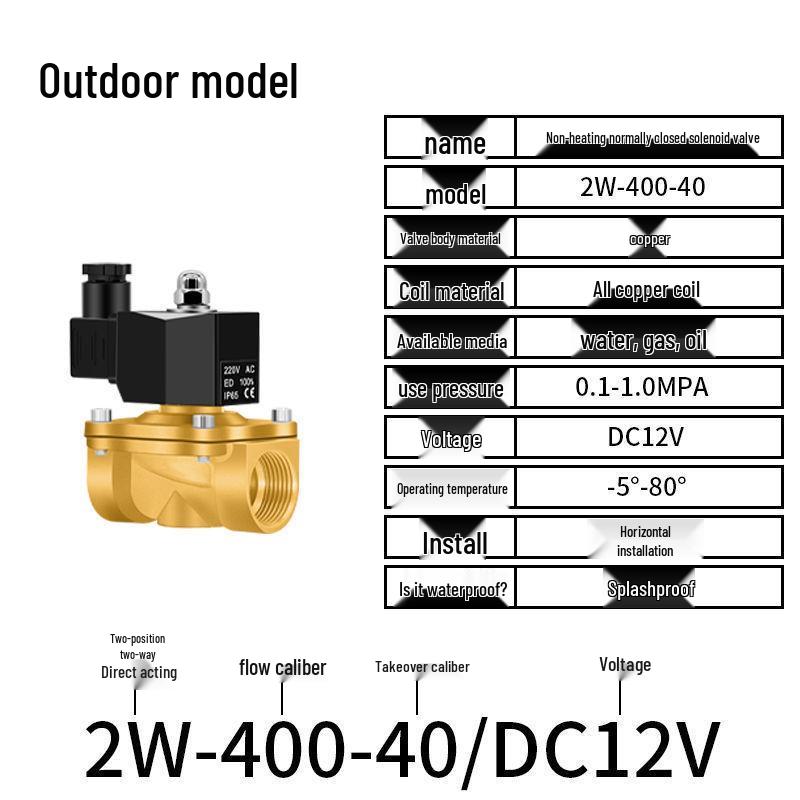Válvula Solenoide Eléctrica - 1 Pulgada, 4 Puntos, Normalmente Cerrada, 12V/24V/220V Control de Agua y Drenaje