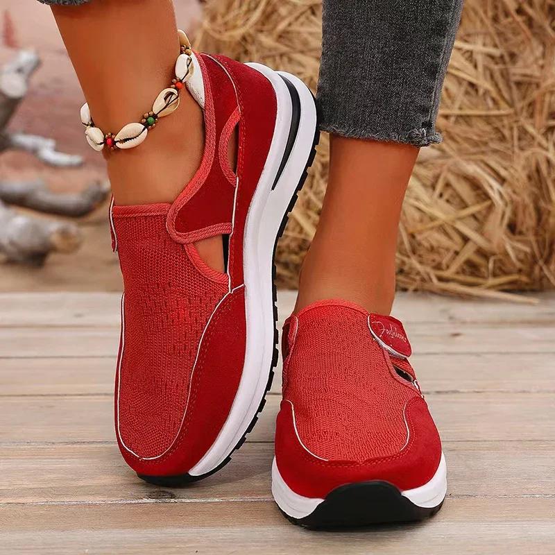 Fashion Women Casual Shoes New Breathable Platform Sneaker Woman 2025 Spring Hollow Out Thick Sole Running Shoes Woman Non Slip Sneakers