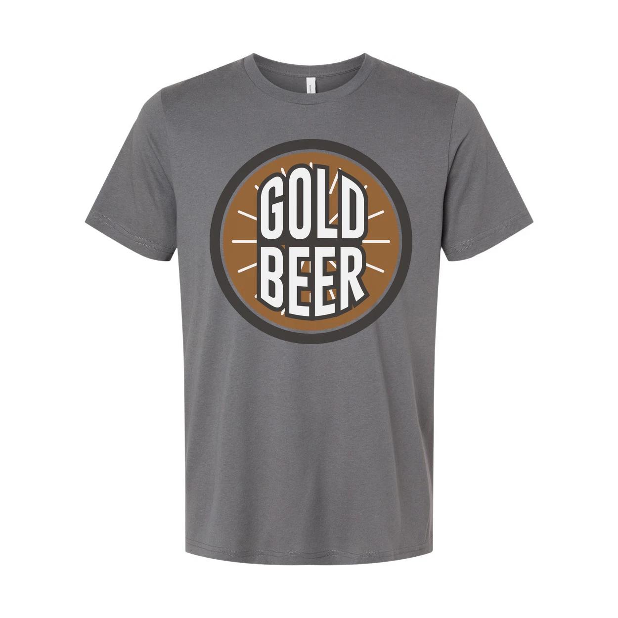 Gold Beer Circle Logo Graphic T Shirt For Men And Women Unisex Casual Tee With B S