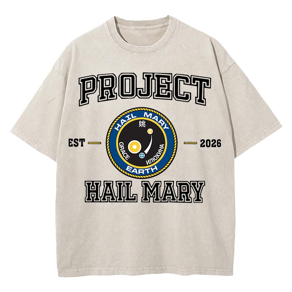 Cotton Vintage Washed Project Hail Mary Amaze You Sleep I Watch Tshirt Fashion Men Funny Casual Loose Acid Wash Tees Shirts