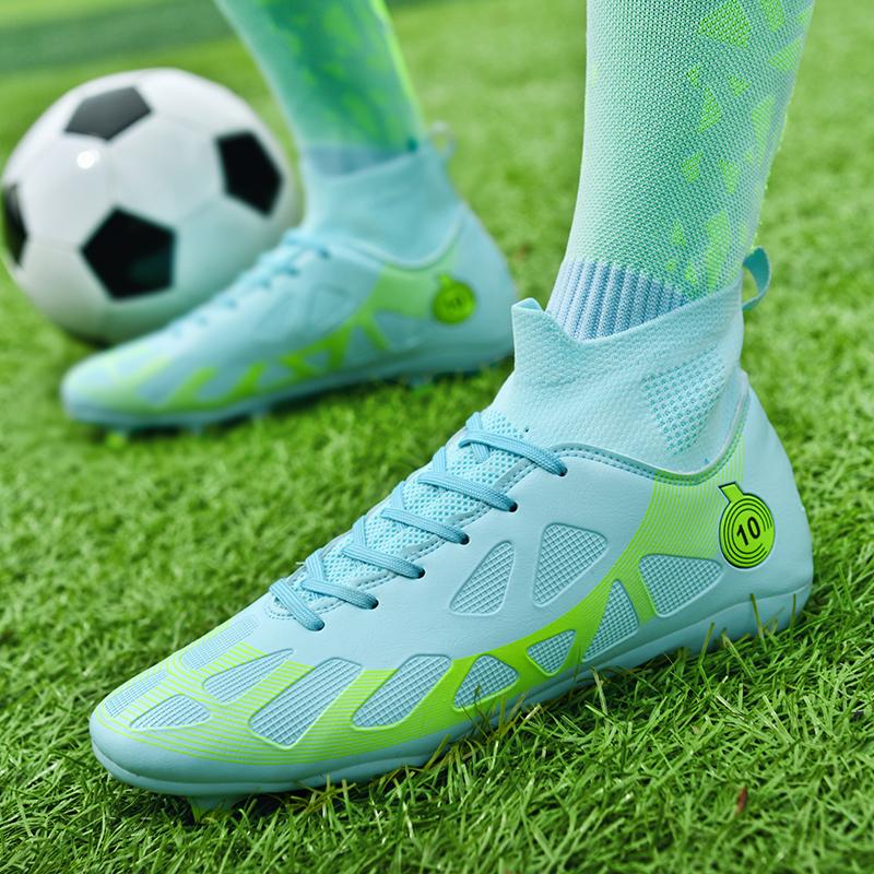 Fashion Men's Soccer Shoes FG/TF Non-Slip Turf Soccer Cleats Training Shoes High Quality Lace Up Outdoor Sneakers High Top Football Boot