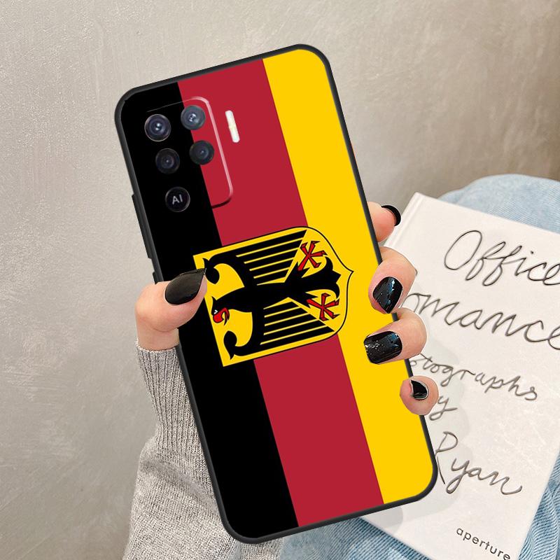 Germany Flag Emblem Case For Oppo A78 A98 A18 A38 A58 A60 A80 A40 A77 A57 A17 A74 A54 A94 A96 A76 A16 A15 A5 Pro
