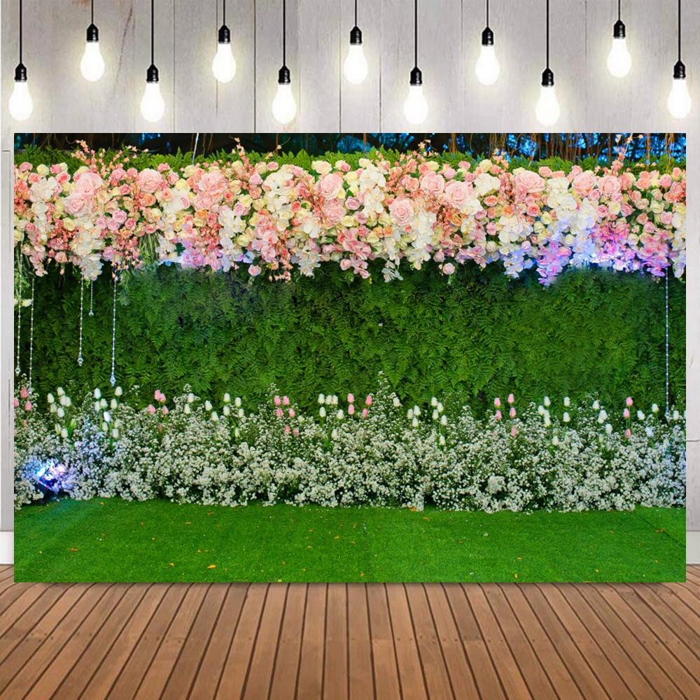 Wedding Party Photography Backdrop Flower Scenes Floral Bridal Shower Engaged Ceremony Party Decor Banner Photo Background Props19