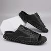 New New Casual Top Leather Slippers Handmade with Personalized Lace Up and Super Fiber Leather Sandals Plus Size 39-46