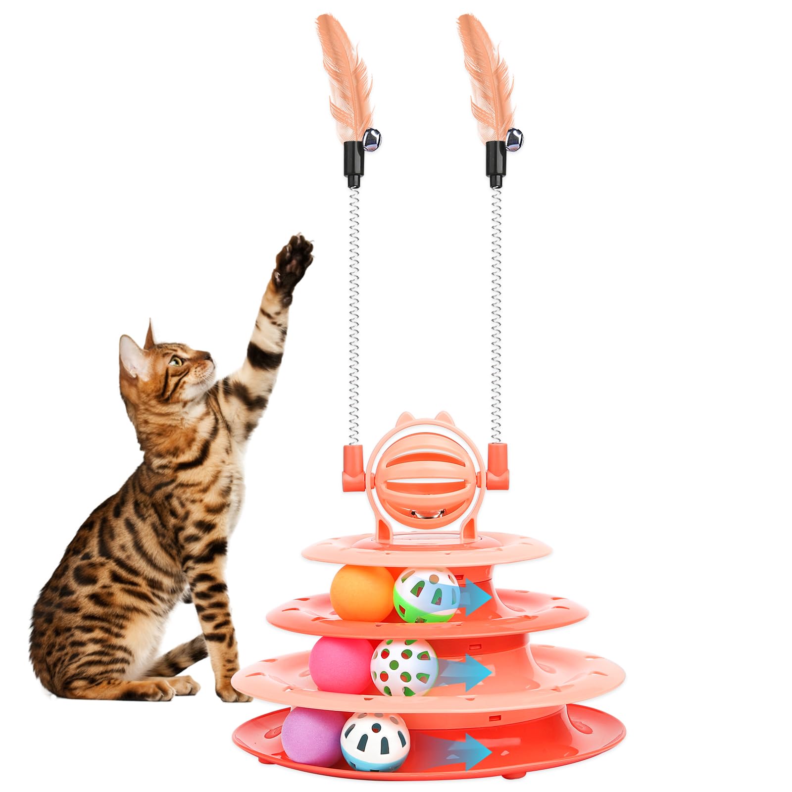 

Engaging Interactive Cat Toy Puzzle Ball - Mental Stimulation for Indoor Cats & Kittens with Feather Teaser - Prevent Boredom
