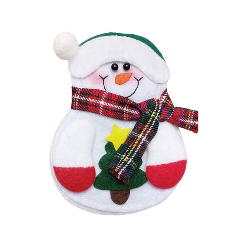  8pcs Christmas Tableware Holders Knives Fork Cutlery Bag Kitchen Xmas Snowman