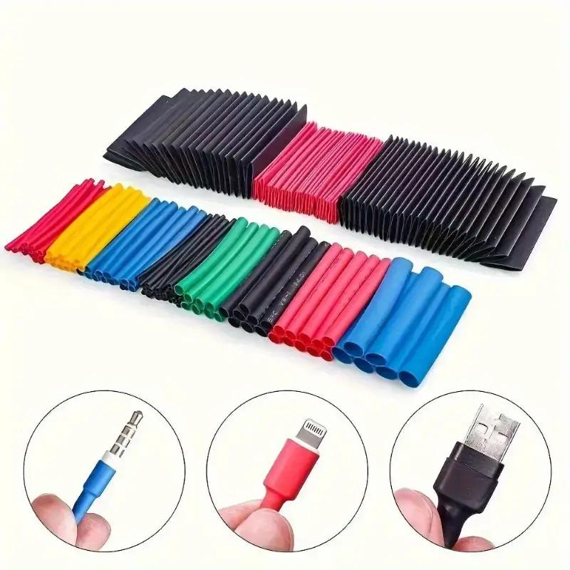 2:1 Times Shrink,Polyolefin,Insulated Heat Shrinkable Sleeve for Wire Connection and Data Line Protection Heat Shrink Tube Set