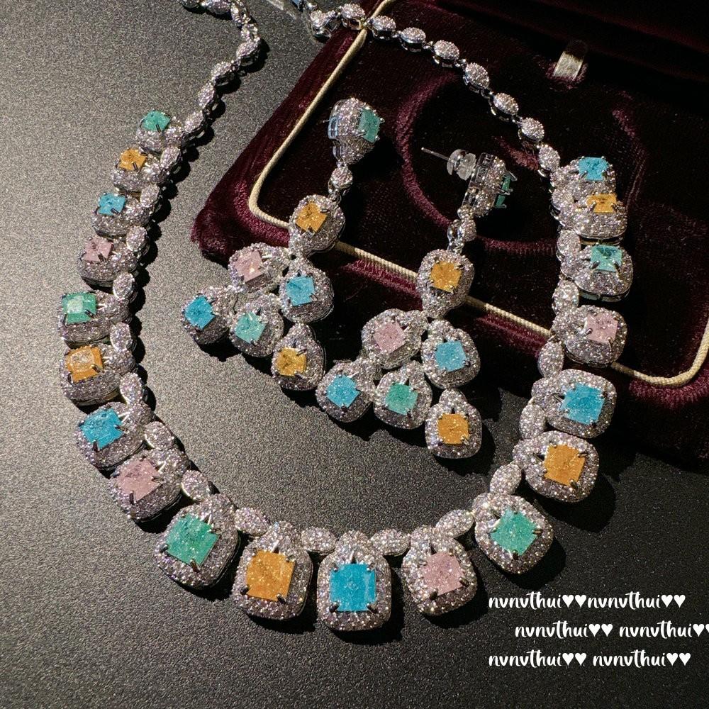 Margaret Rainbow Gem Tassel Necklace, Flower Fairy, 18K Gold Plated, Color Treasure Water Drop Zircon, Bracelet