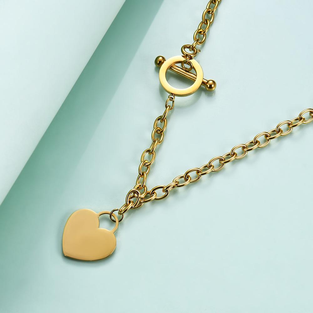 Edelstahl Herz Halskette mit Schlüsselbein OT Kette - Partner Edition, Laser Gravierbar für Damen