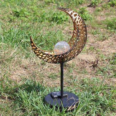 Outdoor Solar Lights Garden Crackle Glass Globe Stake Solar Moon Light Waterproof Garden Solar
