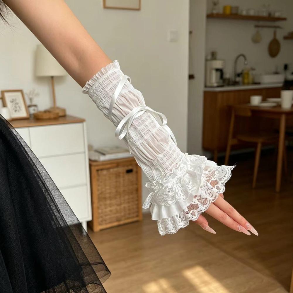 Thin Fabric Bowknot Arm Cuffs Bow Decorated Girls Arm Sleeves Cute Ballet Sleeve Covers Cosplay