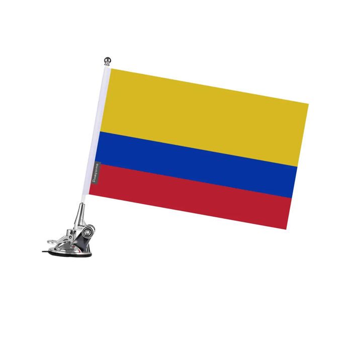 Drapeau - PIXELFORMA - Colombie - 27 x 35 cm - Mât en acier inoxydable - Impression recto/verso