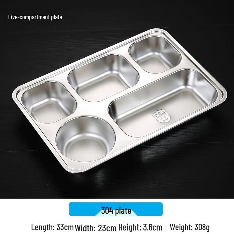 304 Stainless Steel Divided Canteen Meal Tray