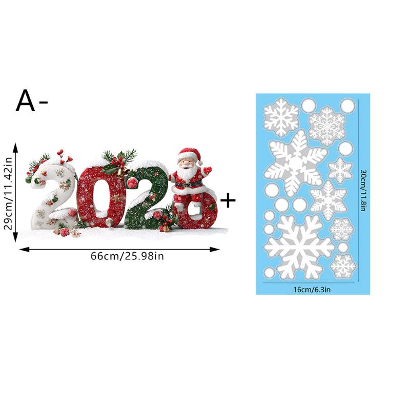 2026 Merry Christmas Glass Window Stickers Cartoon Designs Decals Stickers For Home Xmas Ornaments Gifts