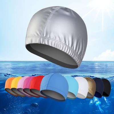 Elastische, wasserdichte Badekappe mit PU-Beschichtung, für Schwimmbecken, Unisex, Badehüte, Einheitsgröße, Herren/Damen, Ohrenschutz, Badekappe, Silber/Pink