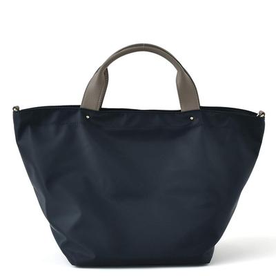 Bolsa Tote de Nylon Duas Vias com Alça de Couro Genuíno Gratante para Mulheres, Bolsa para o Dia a Dia (abb-g0001) (Marinha)