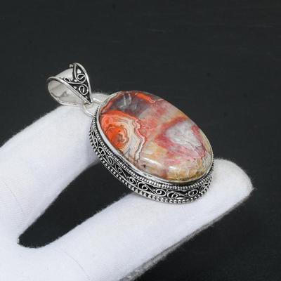 Laguna Lace Agate Gemstone Handmade 925 Sterling Silver Pendant Natural Laguna Lace Agate Antique Gemstone Pendant Handmade Gifts For Women