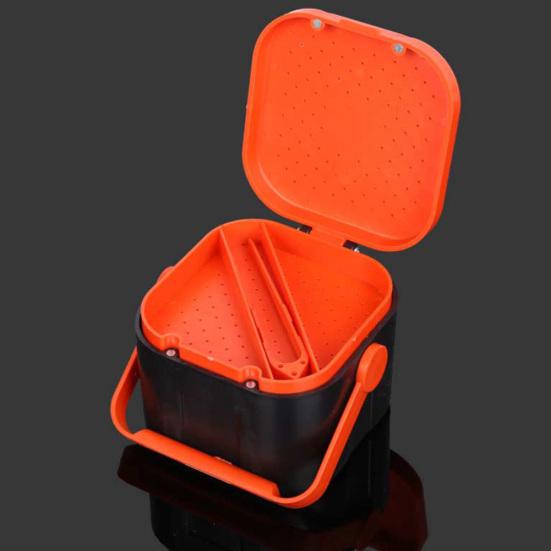 Portable Fishing Bait Lure Maggot Earthworm Worm Storage Case Box with Lanyard