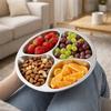 304 Stainless Steel Divided Plate Round Shape Four-grid Compartment Tray Large Capacity Kitchen Prep Tray