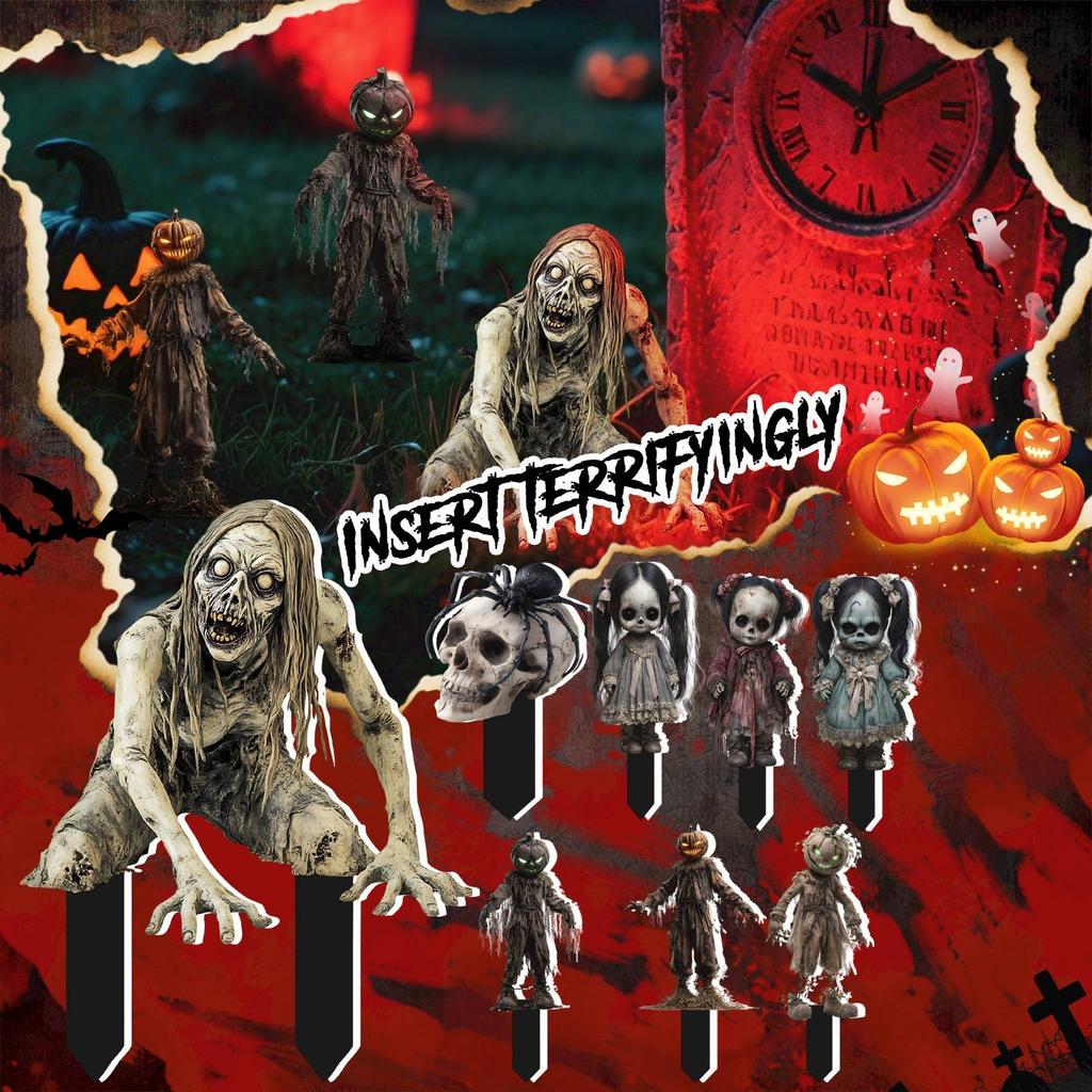 Hororové nádvoří podlahové ozdoby, dekorativní hororové rekvizity strašáka vhodné pro halloweenskou dekoraci 2D ozdoby