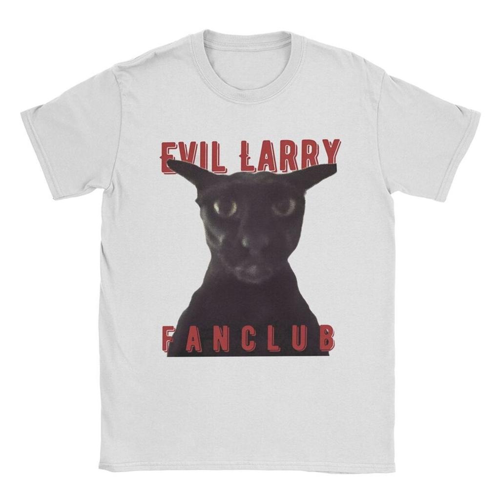 Funny Evil Larry Cat Dank Brainrot Meme Men's T Shirts  Novelty Tees Short Sleeve Round Collar T-Shirts 100% Cotton New Tops